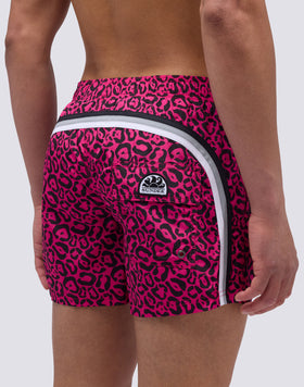 FLASH LEOPARD PRINT ELASTIC WAIST SHORT SWIMSUIT