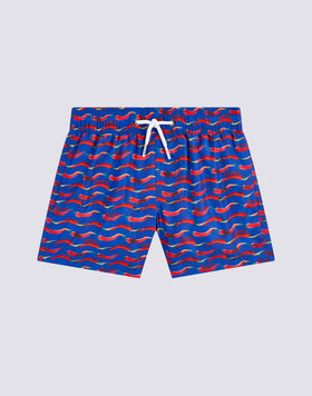 RECYCLED POLY CHILINO PRINT SHORT ELASTICATED WAIST SWIMSHORTS