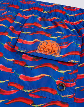 RECYCLED POLY CHILINO PRINT SHORT ELASTICATED WAIST SWIMSHORTS