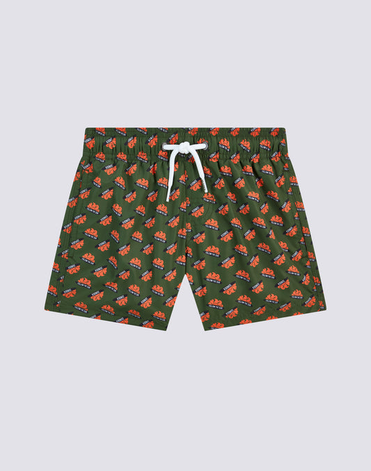 SHORT SWIMSHORTS ELASTICIZED WAIST ORANGE PRINT RECYCLED POLY LOGO