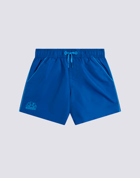 ICONIC TAFFETA SHORT-LENGTHS BOY’S SWIMSHORTS WITH ELASTICATED WAIST AND PIPING