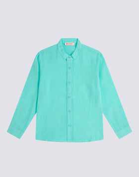 LINEN SHIRT WITH MANDARIN COLLAR
