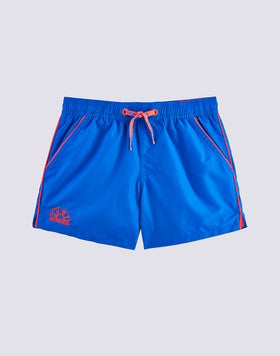 ICONIC TAFFETA SHORT-LENGTHS BOY’S SWIMSHORTS WITH ELASTICATED WAIST AND PIPING