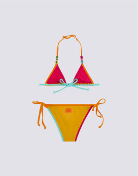 MINI BIKINI WITH ADJUSTABLE TIES AND CONTRASTING PIPING