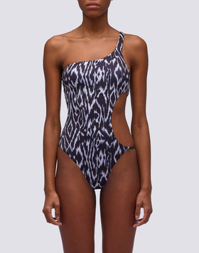 LATIFAH - ABSTRACT WIND PRINT ONE PIECE SWIMSUIT
