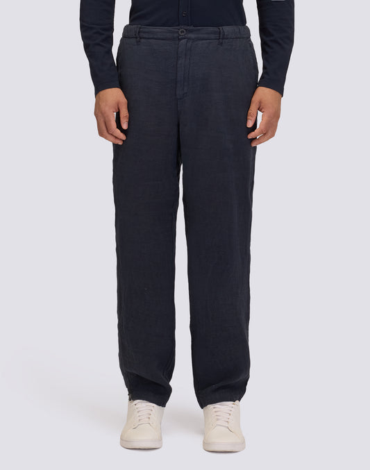SEMI-STRETCH LINEN TROUSERS
