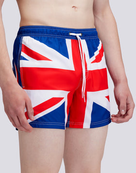 SHORT SWIM SHORTS WITH AN ELASTICATED WAISTBAND RECYCLED POLYESTER REPREVE® UNITED KINGDOM FLAG