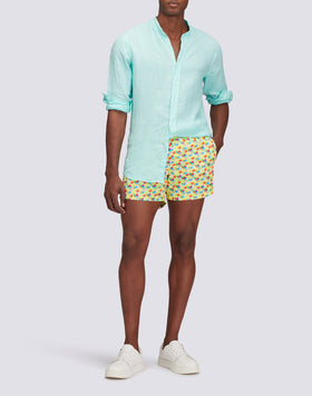 RECYCLED POLY SHORT SWIMSHORTS WITH ELASTIC WAIST SUNDRINK PRINT