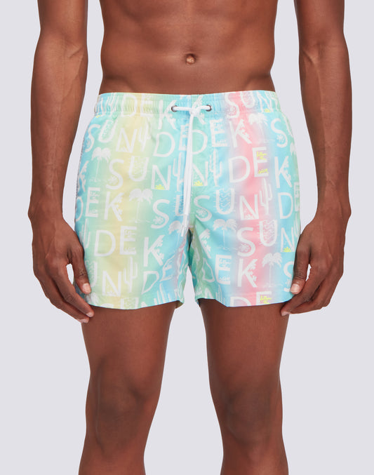 RECYCLED POLY SHORT SWIMSHORTS WITH ELASTIC WAIST SUMMERPAY PRINT