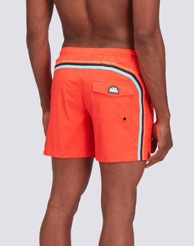 SWIM SHORTS WITH STRETCH FABRIC AND REMOVABLE POUCH