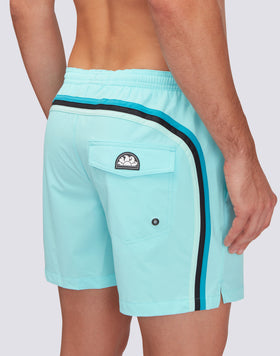 SWIM SHORTS WITH STRETCH FABRIC AND REMOVABLE POUCH