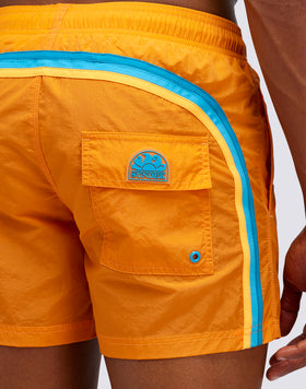 CRINKLED SHORT ELASTIC WAIST SWIMSHORTS