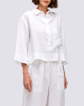SHORT LINEN SHIRT WITH MAXI POCKET