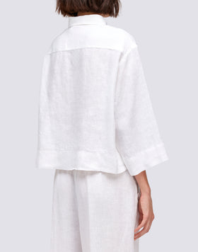SHORT LINEN SHIRT WITH MAXI POCKET