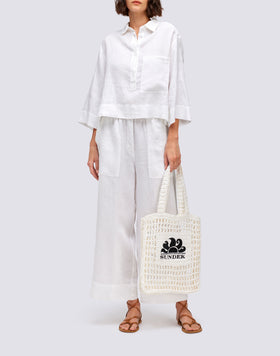 SHORT LINEN SHIRT WITH MAXI POCKET