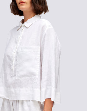 SHORT LINEN SHIRT WITH MAXI POCKET