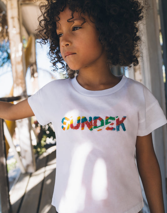 MULTICOLOURED BEADED T-SHIRT