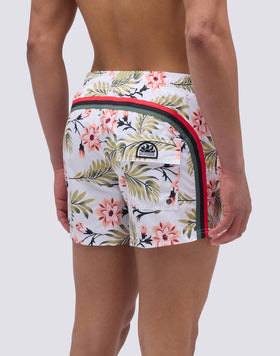 SHORT SWIMSUIT WITH ELASTIC WAIST AND WALL FLOWER PRINT