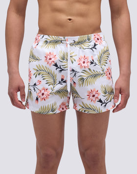 SHORT SWIMSUIT WITH ELASTIC WAIST AND WALL FLOWER PRINT