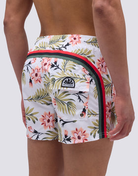 SHORT SWIMSUIT WITH ELASTIC WAIST AND WALL FLOWER PRINT