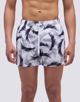 SHORT SWIMSUIT WITH ELASTIC WAIST AND DARFEATHER PRINT