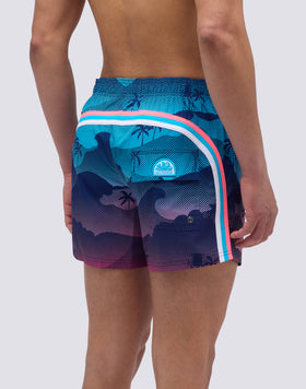 SHORT SWIMSUIT WITH ELASTIC WAIST AND MYSTIC SHADE PRINT