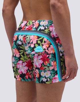 SHORT SWIMSUIT WITH ELASTIC WAIST AND BORA BORA PRINT