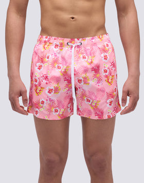 SHORT SWIMSUIT WITH ELASTIC WAIST AND DREAMY HAWAII PRINT