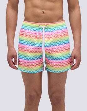 SHORT SWIMSUIT WITH ELASTIC WAIST AND STARDUST PRINT