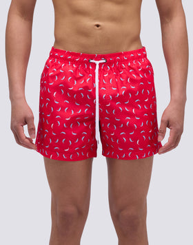 SHORT SWIMSUIT WITH ELASTIC WAIST IN RECYCLED POLYESTER WITH DOLPHIN PRINT