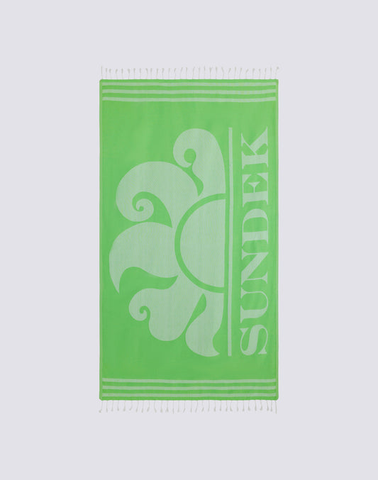 FOUTA JACQUARD BEACH TOWEL WITH LOGO