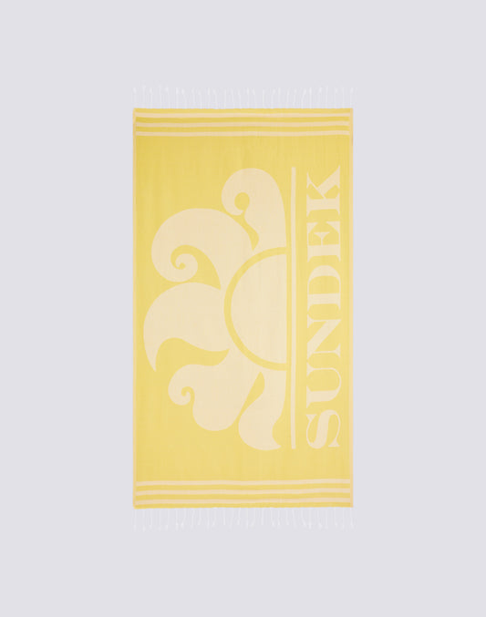 FOUTA JACQUARD BEACH TOWEL WITH LOGO