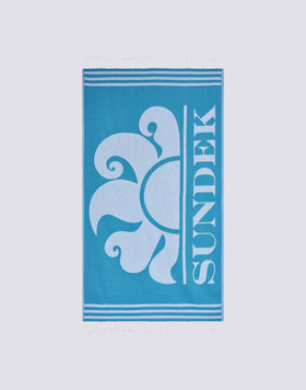 FOUTA JACQUARD BEACH TOWEL WITH LOGO
