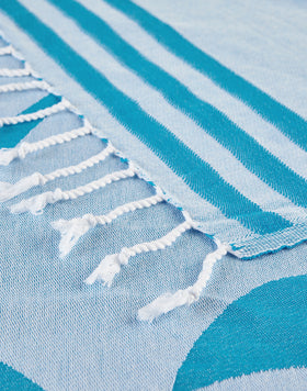 FOUTA JACQUARD BEACH TOWEL WITH LOGO