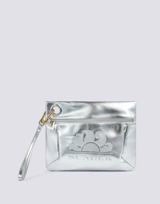 LAMINATED CLUTCH BAG WITH LOGO