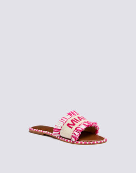 BAND SLIPPERS WITH BEADS AND RAFFIA MIAMI