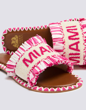 BAND SLIPPERS WITH BEADS AND RAFFIA MIAMI