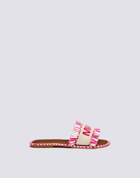 BAND SLIPPERS WITH BEADS AND RAFFIA MIAMI