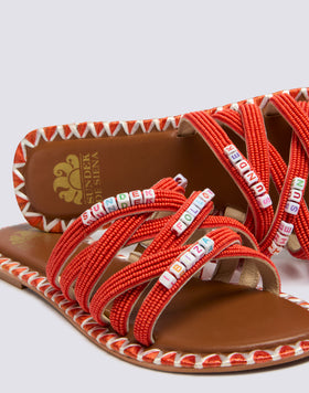 SLIPPERS WITH LACE AND BEADS IBIZA