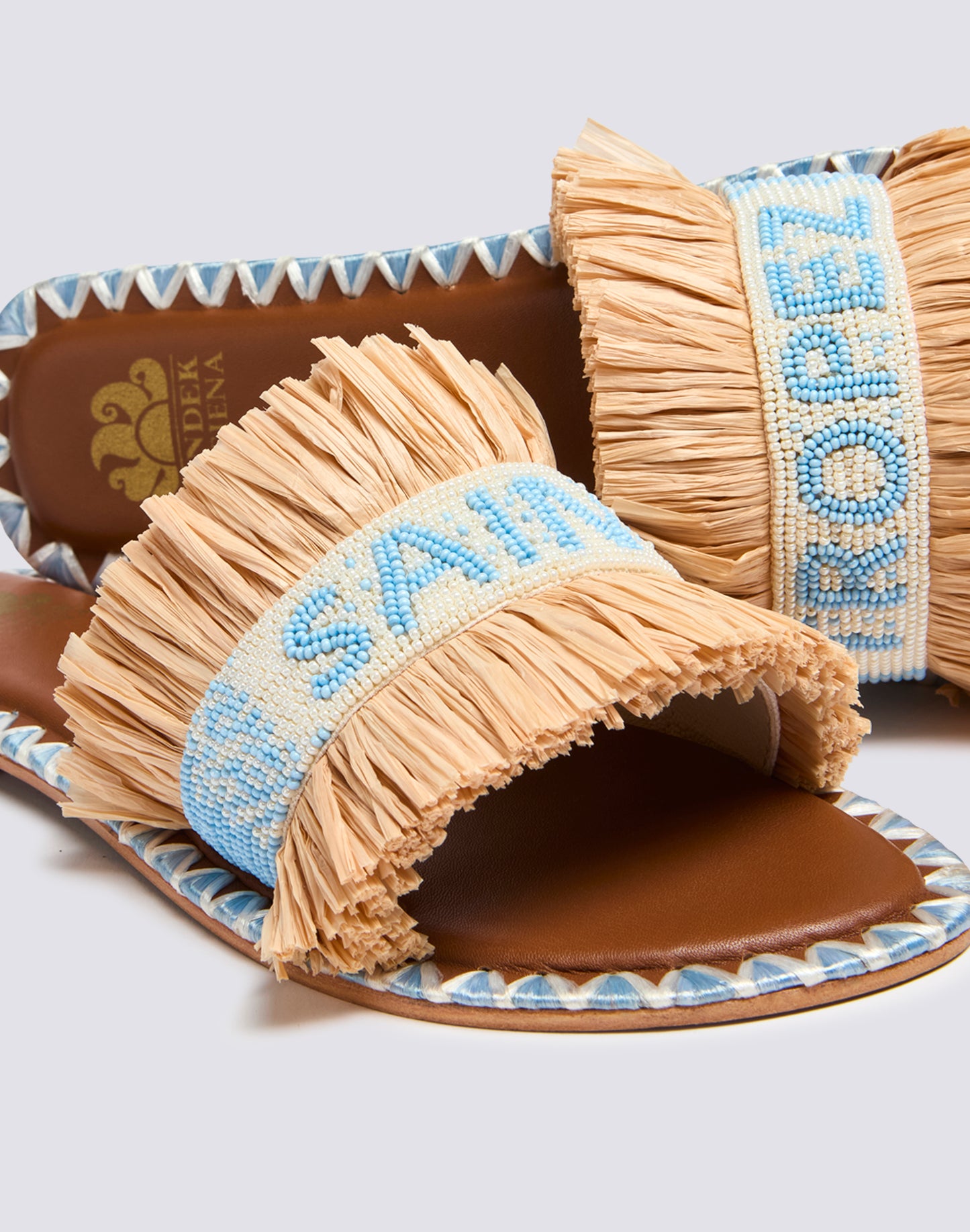 LOW-BAND SLIPPERS WITH BEADS AND RAFFIA SAINT TROPEZ