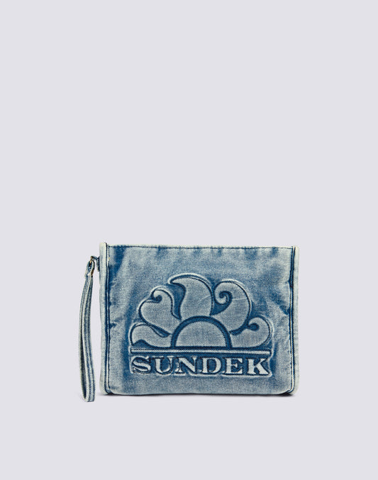 YARN-DYED COTTON CANVAS CLUTCH BAG