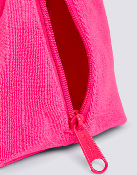 TERRY CLOTH CLUTCH BAG WITH DECORATIVE KNOT