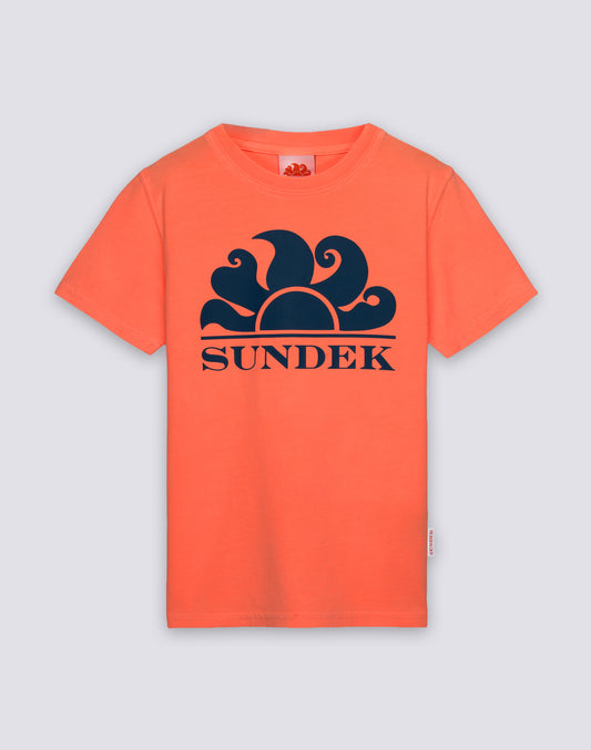 BOYS' SHORT-SLEEVED T-SHIRT IN OVERDYED COTTON