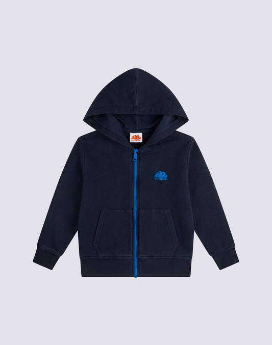 SWEATSHIRT WITH POUCH POCKET AND CENTRAL FULL ZIP