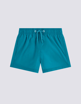 BOYS' SHORT SWIMSHORTS WITH ELASTICATED WAIST AND CRINKLED FABRIC