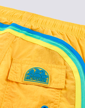 CRINKLED SHORT ELASTIC WAIST SWIMSUIT