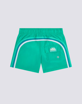 BOYS' SHORT SWIMSHORTS WITH ELASTICATED WAIST AND CRINKLED FABRIC