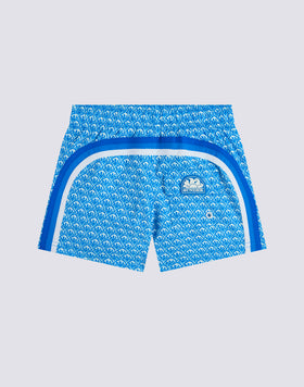 SHORT SWIMSHORTS WITH ELASTICATED WAIST IN REPREVE® WITH MAJOLICA SUNSET PRINT