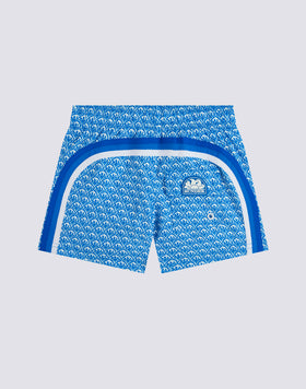 SHORT SWIMSHORTS WITH ELASTICATED WAIST IN REPREVE® WITH MAJOLICA SUNSET PRINT