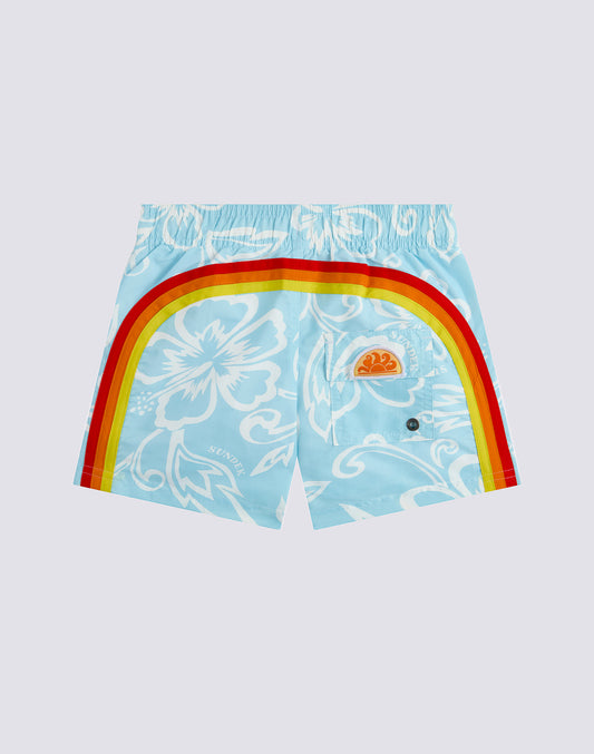 BOYS' SHORT SWIMSUIT WITH ELASTICATED WAIST ARCHIVE HIBISCUS PRINT SK23